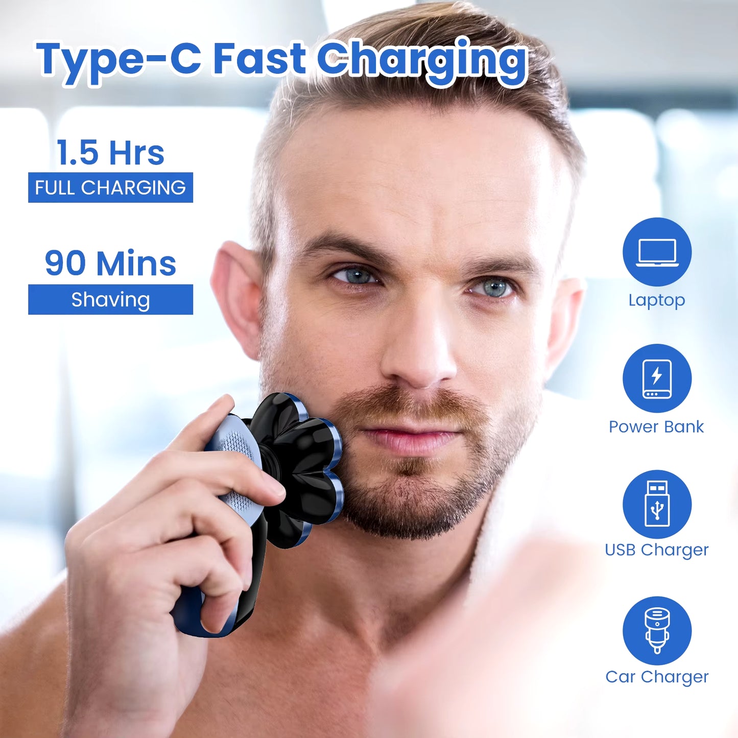 5 in 1 Electric Head Shaver for Bald Men 7D Floating Cutter Beard Trimmer Clipper Waterproof Shaving Men Grooming Kit